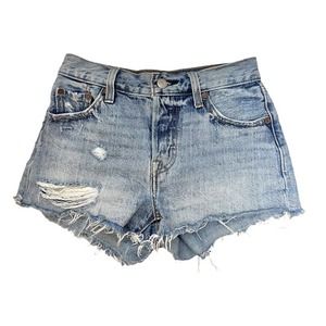 Levi’s Big E Reproduction 501 Orginal Shorts Ripped Light Wash Cutoff 23